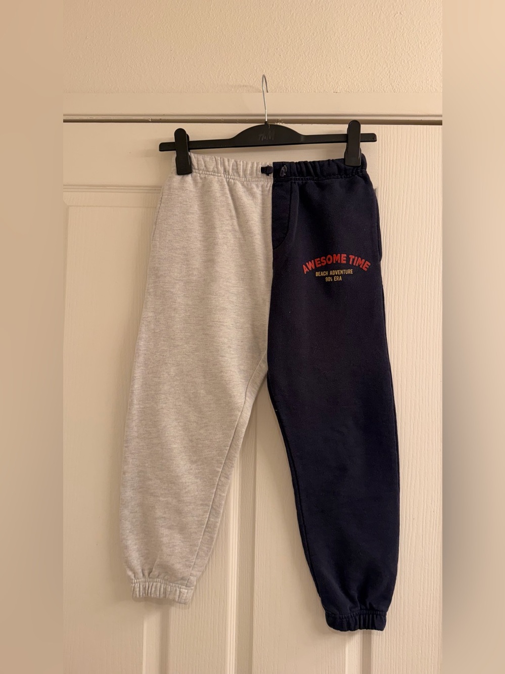 Zara Two-Tone Grey & Navy 'Awesome Time' Joggers
